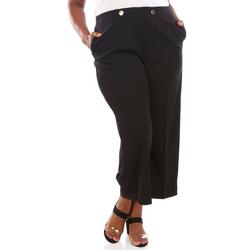 Women's Plus Solid Crepe Pants - Black