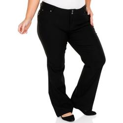 Women's Plus Solid Stretch Leg Pants - Black