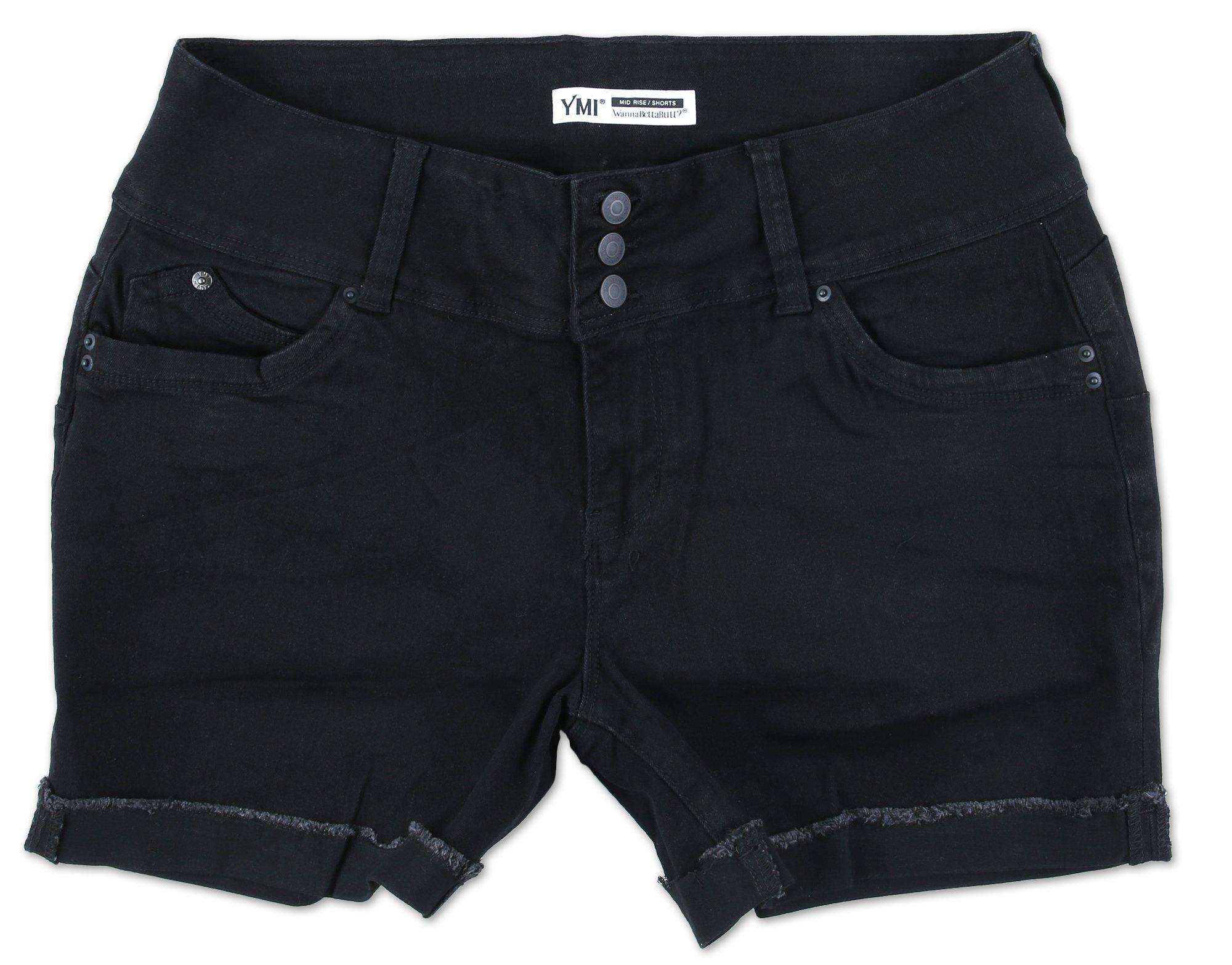 Juniors Plus Solid Mid Rise Denim Shorts