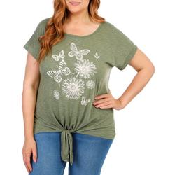 Women's Plus Butterfly Floral Print Top