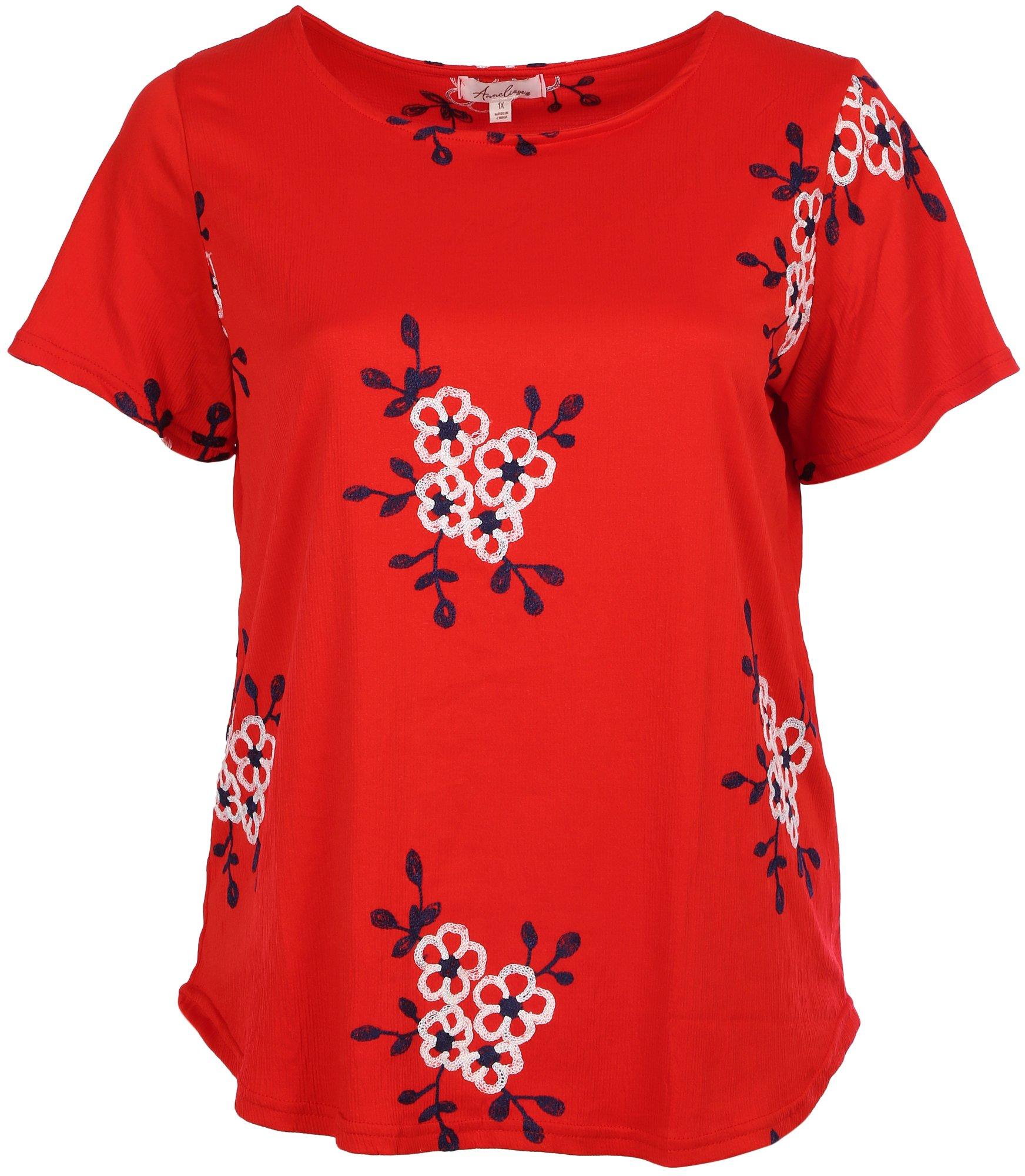 Women's Plus Embroidered Floral Top