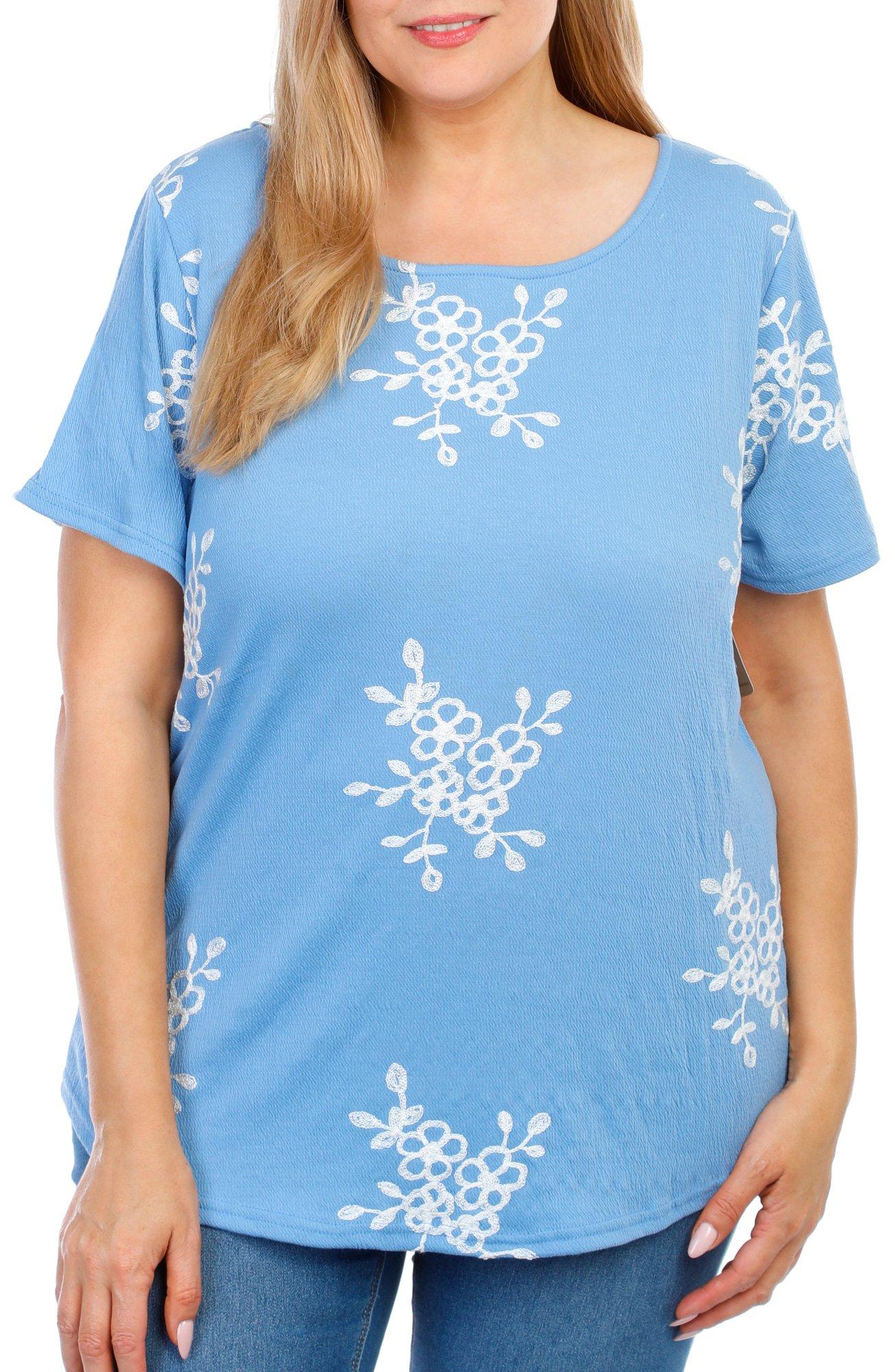 Women's Plus Embroidered Floral Top