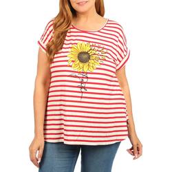 Women's Plus Stripe Sunflower Graphic Top