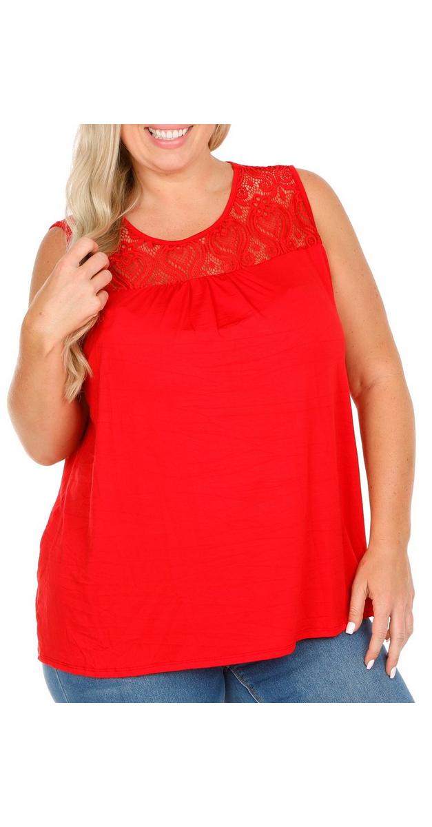 Women's Plus Sleeveless Lace Top - Red | bealls