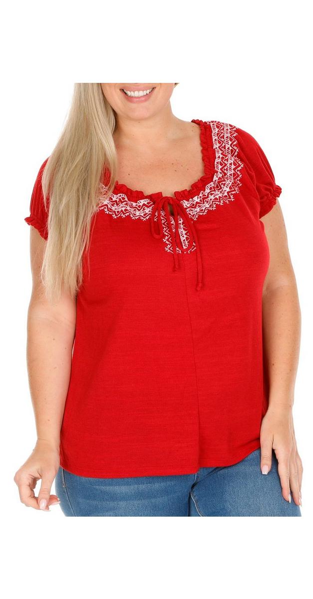 Women's Plus Embroidered Top - Red | bealls