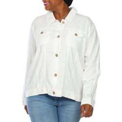 Women's Plus Solid Button Down Shacket