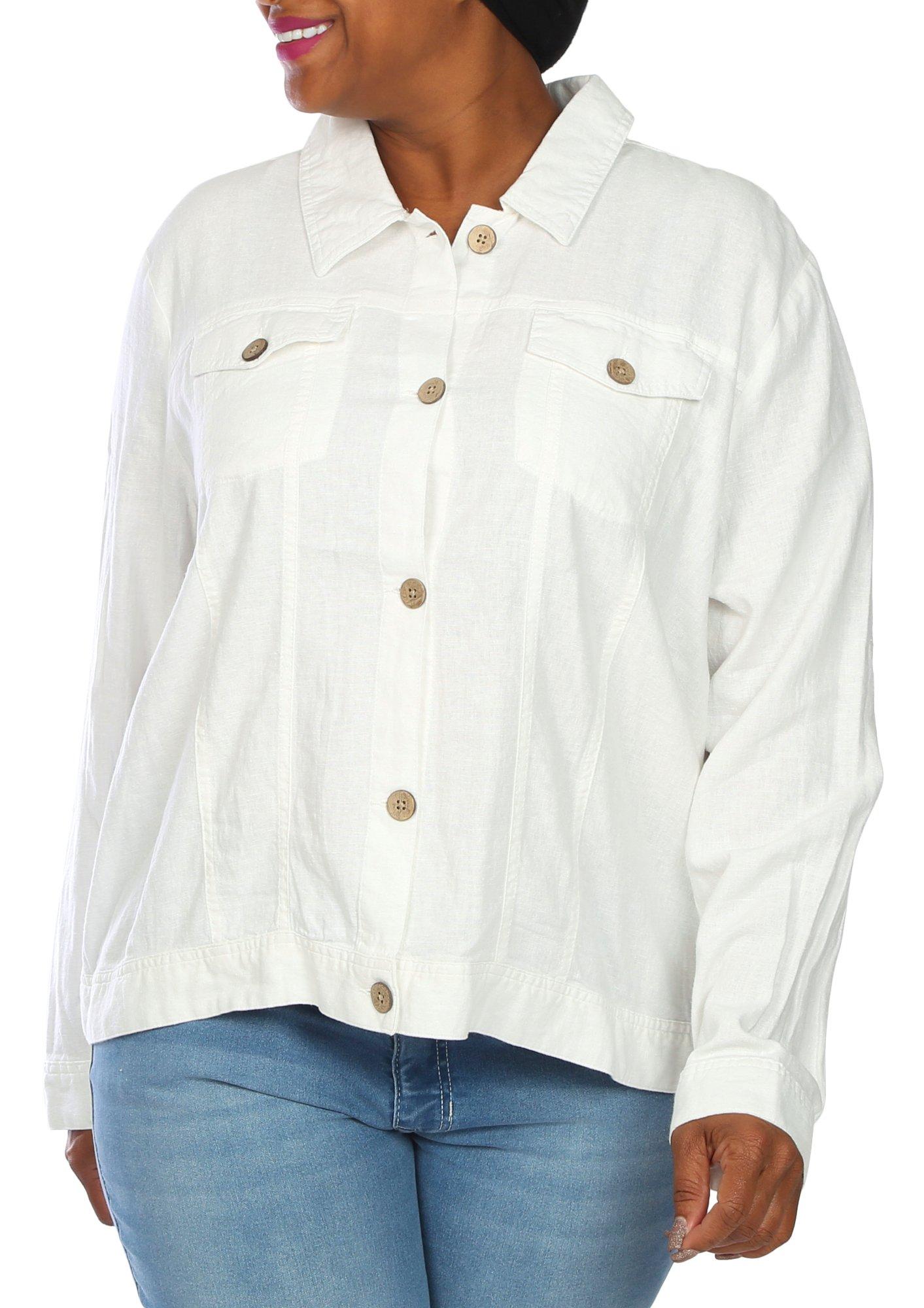 Women's Plus Solid Button Down Shacket