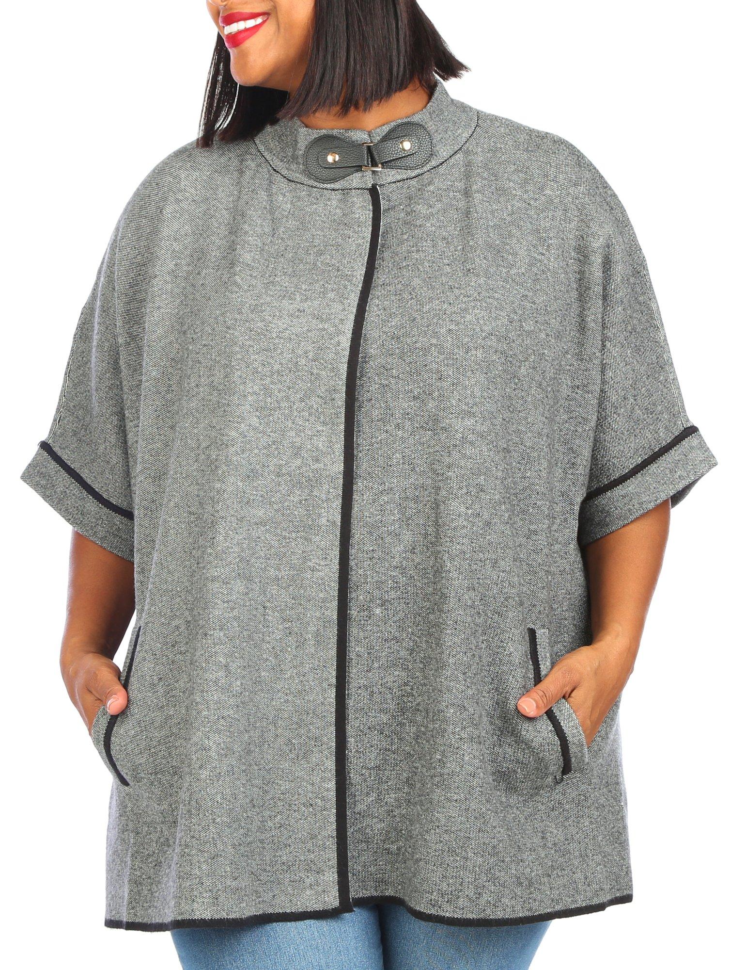 Women's Plus Open Front Cape - Grey