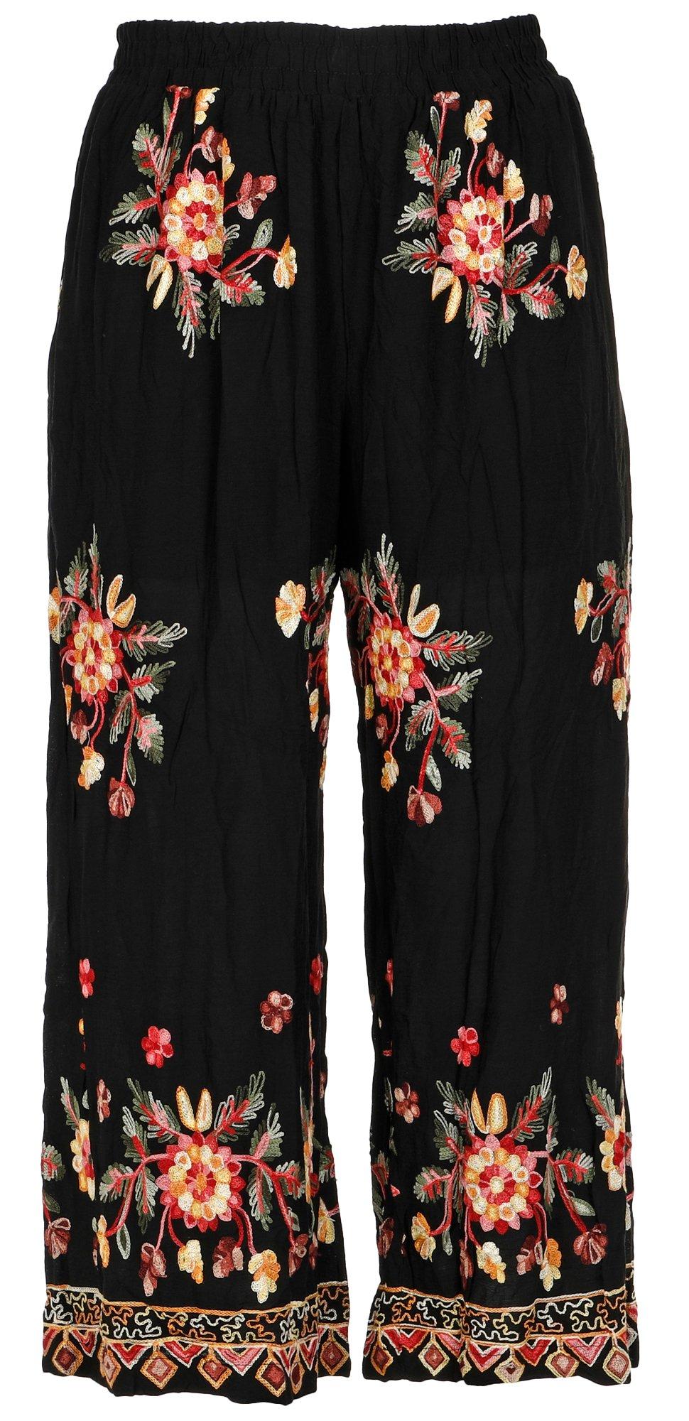 Women's Plus Embroidered Floral Pants