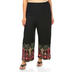 Women's Plus Embroidered Floral Pants