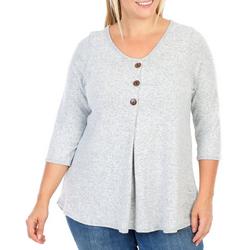 Women's Plus Button Embellished Solid Top