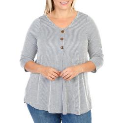 Women's Plus Button Embellished Striped Top