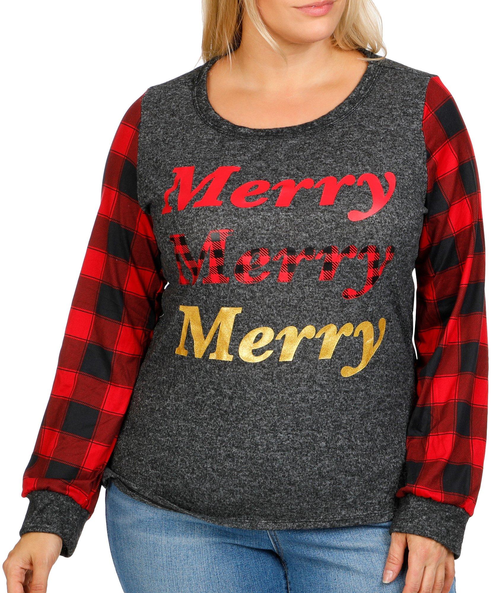 Women's Plus Long Sleeve Christmas Top
