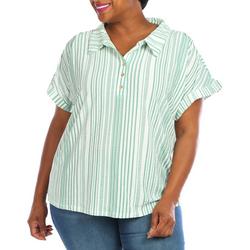 Women's Plus Striped Short Sleeve Top