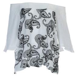 Women's Plus Embroidered Paisley Print Top