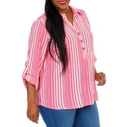 Women's Plus 3/4 Sleeve Knit Buttoned Top