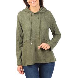 Women's Solid Knit Pull Over Hoodie - Green