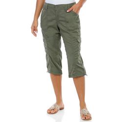 Women's Petite Solid Cargo Capri Pants