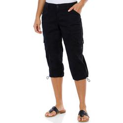 Women's Petite Solid Cargo Capri Pants