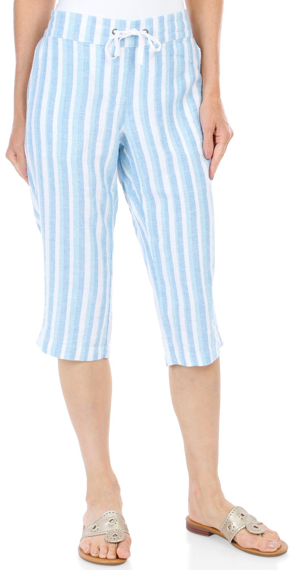 Women's Petite Striped Capri Pants