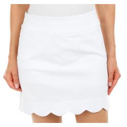 Women's Solid Comfort Scallop Skort - White