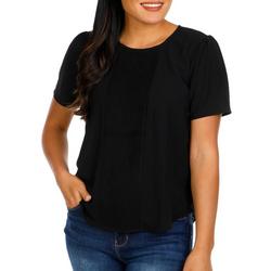 Women's Petite Solid Pleated Front Top