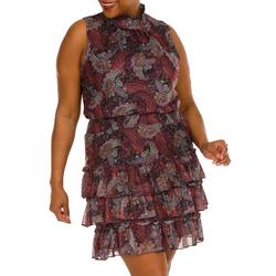 Women's Plus Paisley Ruffle Tiered Dress - Multi