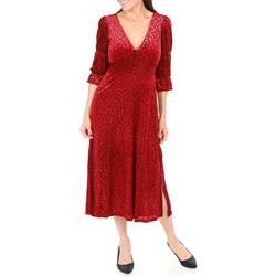 Women's Foiled Leopard Print Dress - Red