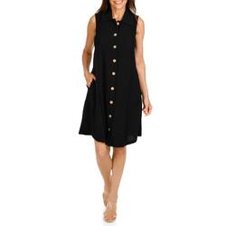 Women's Solid Sleeveless Button Down Dress