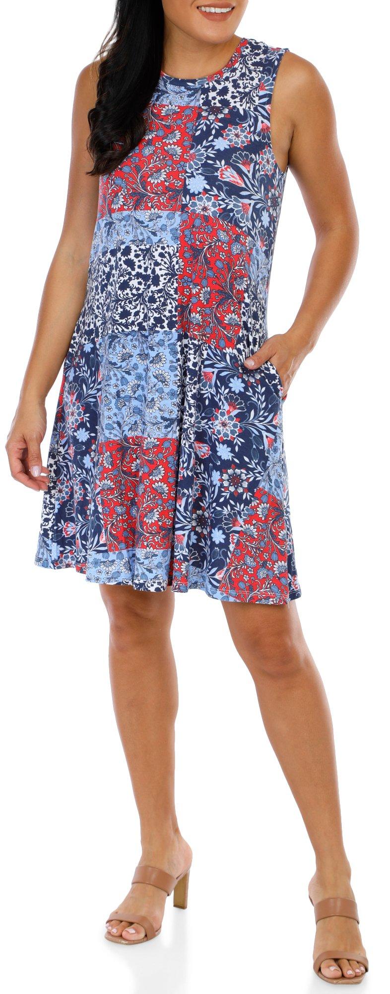 Women's Sleeveless Patch Print Maxi Dress