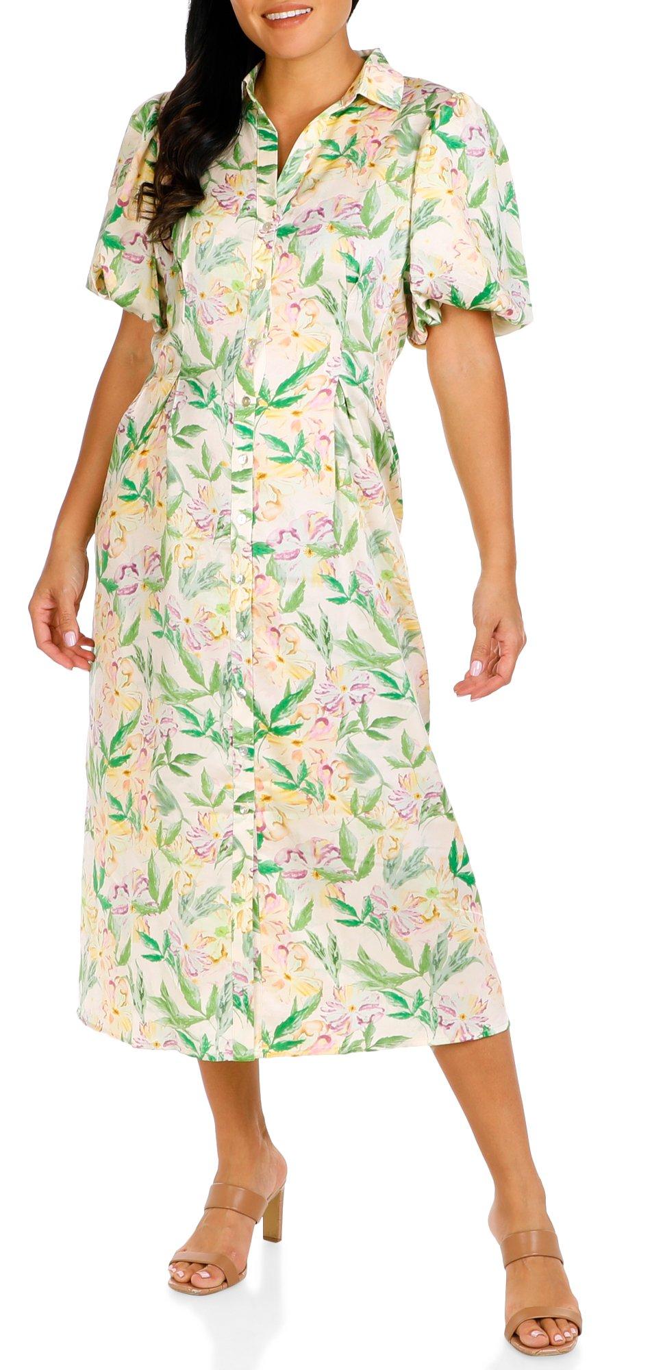 Women's Floral Button Down Maxi Dress