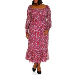 Womens Flower Print Dress - Purple