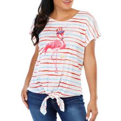 Women's Americana Flamingo Stripe Print Top