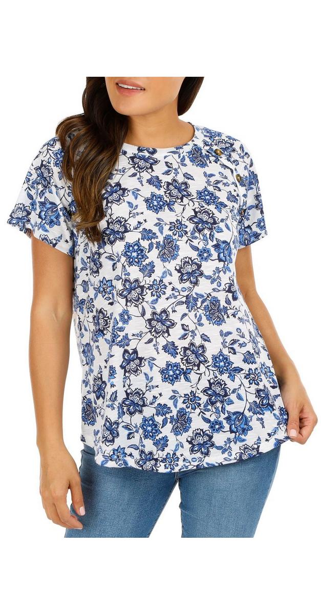 Women's Floral Button Front Top - Blue | bealls