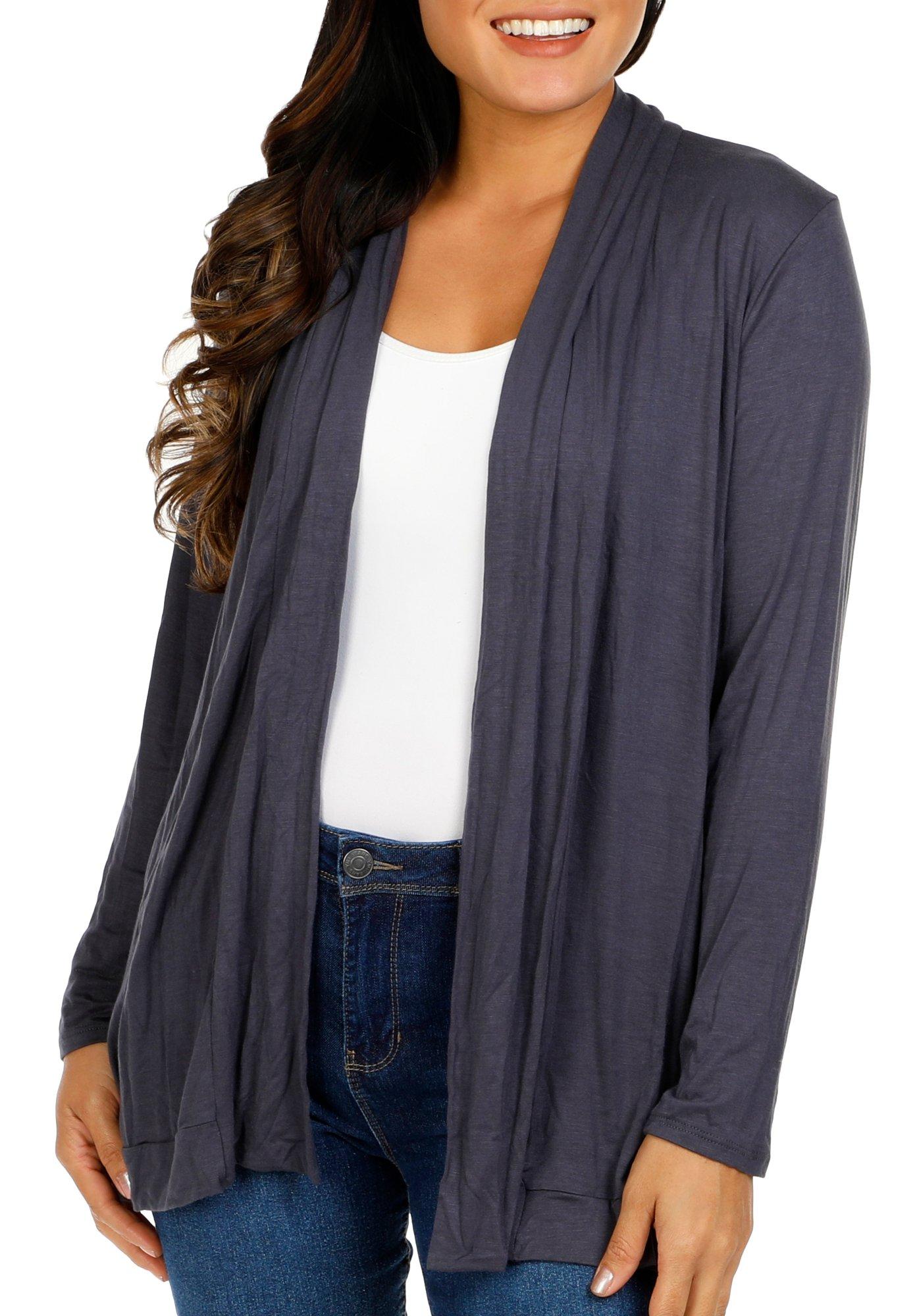Women's Solid Open Fly Away Cardigan - Grey