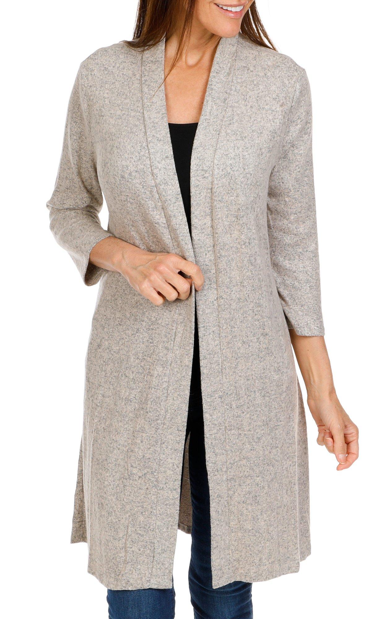 Women's Open Front Knit Cardigan - Taupe
