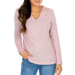Women's Long Sleeve Heathered Hooded Top - Pink
