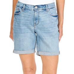 Women's Solid Cuff Denim Shorts