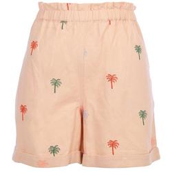 Women's Palm Tree Print Linen Shorts