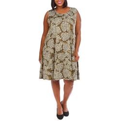 Women's Sleeveless Palm Leaf Print Dress