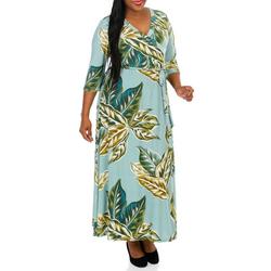 Women's Plus Palm Leaf Print Maxi Dress