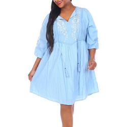 Women's Plus Embroidered Peasant Dress