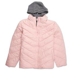 Women's Plus Quilted Puffer Hooded Jacket - Pink