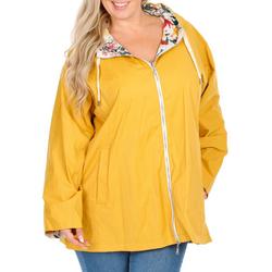 Women's Plus Solid Rain Coat - Yellow