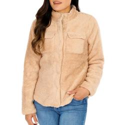 Women's Solid Sherpa Jacket - Tan