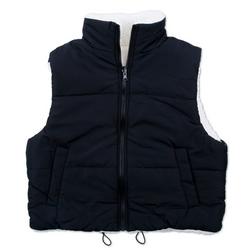 Juniors Solid Full Zip Cropped Vest - Black