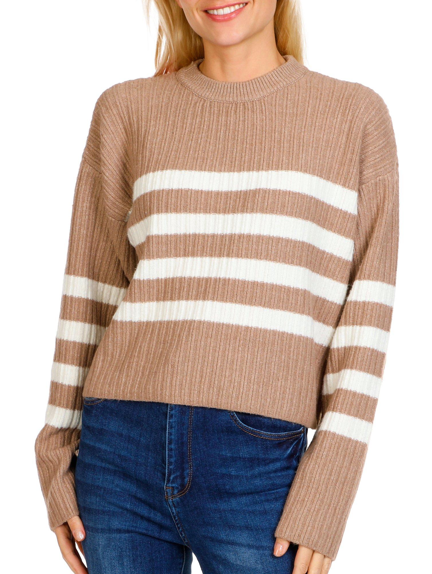 Juniors Stripe Print Sweater