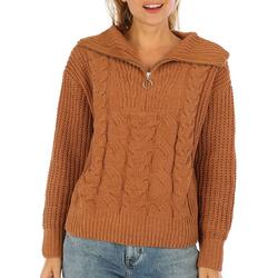 Juniors Solid Quarter Zip Sweater