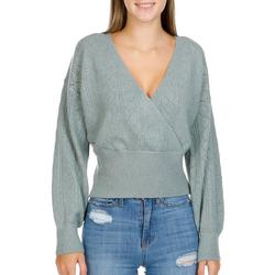 Juniors Solid Wrap Front Pull Over Sweater