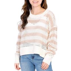 Juniors Striped Knit Long Sleeve Top